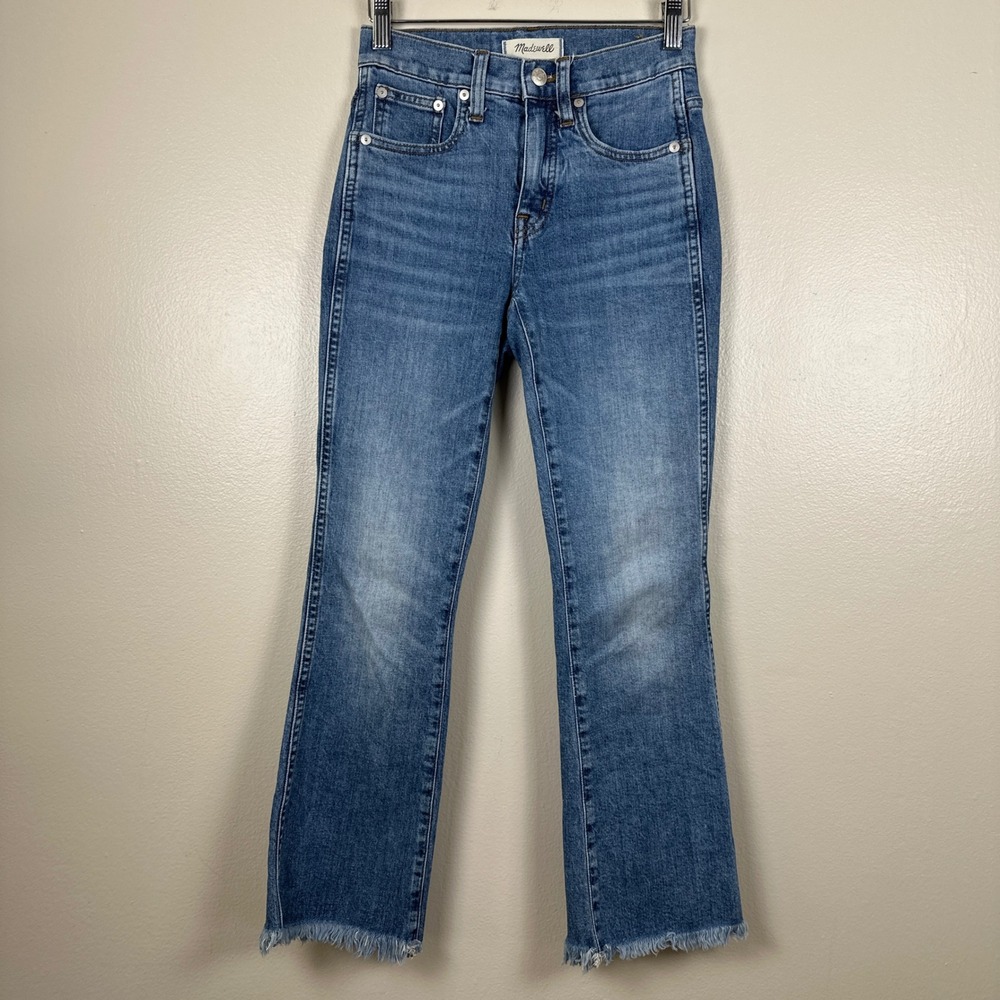 Madewell Women's 23 Cali Demi-Boot‎ Jeans Blue Raw Hem High Rise Classic Boho